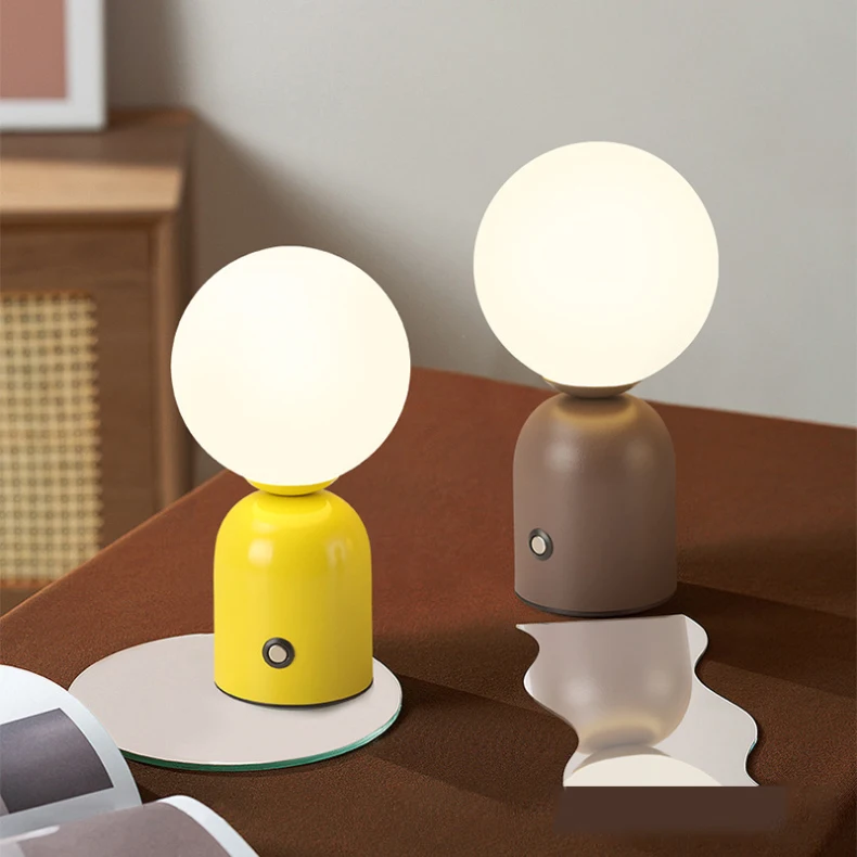 Colorful Desk Lamp Charging White Glass Mini Table