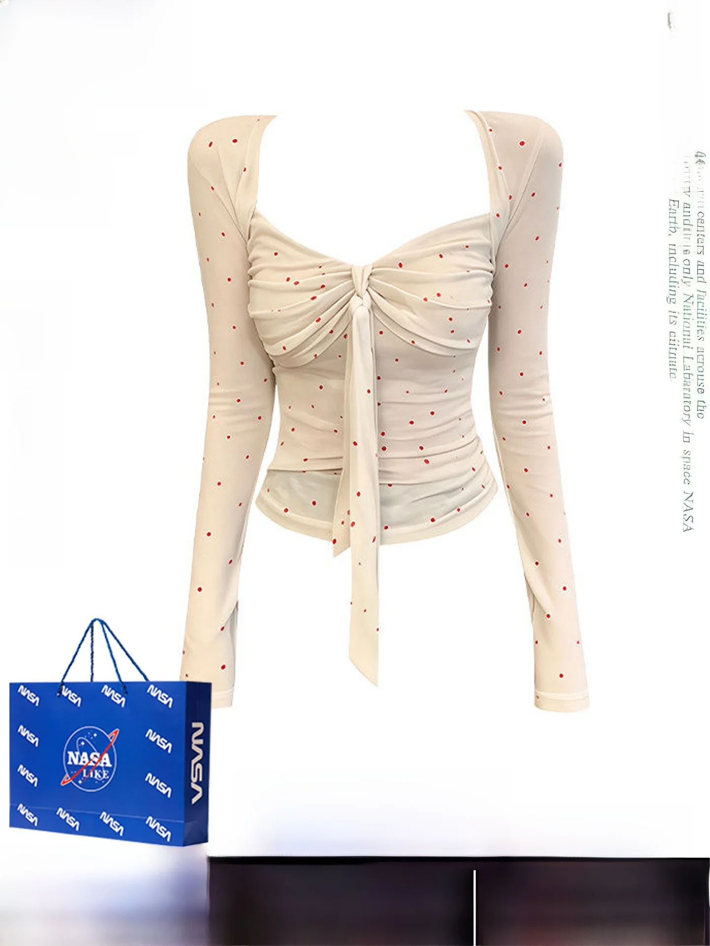 

Корейская женская футболка в горошек с длинным рукавом, осенне-зимняя, приталенная, с квадратным вырезом, базовый топ для ношения под одеждой