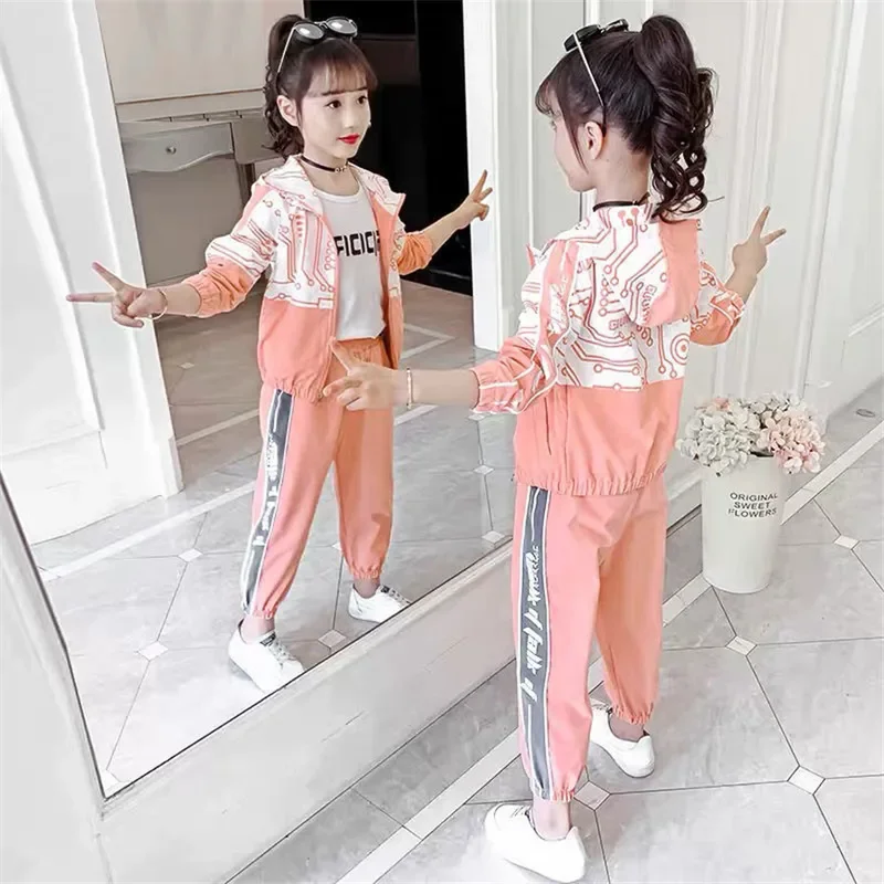 Girls Clothing Sets Teenage Autumn Tracksuit Kids Plus Size Sportswear Girls Suit Costume Sports Suits 6 8 10 12 years olds