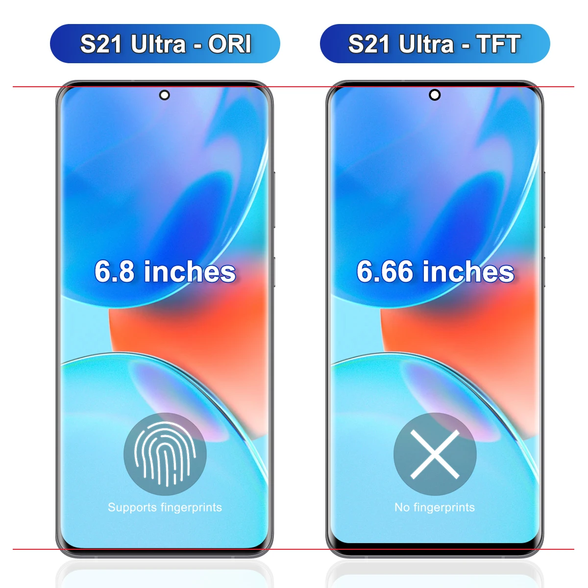 Tested S21 Ultra Display with Frame, LCD Display for Samsung S21 Ultra 5G G998F G998B Touch Screen Digitizer Replacement Parts