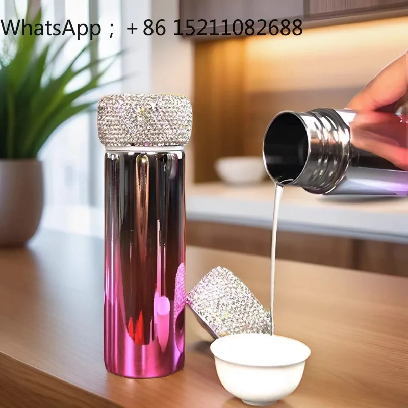 SCY thermal insulation water cup women's diamond-encrusted high-value exquisite light luxury high-end mini thermos cup gift