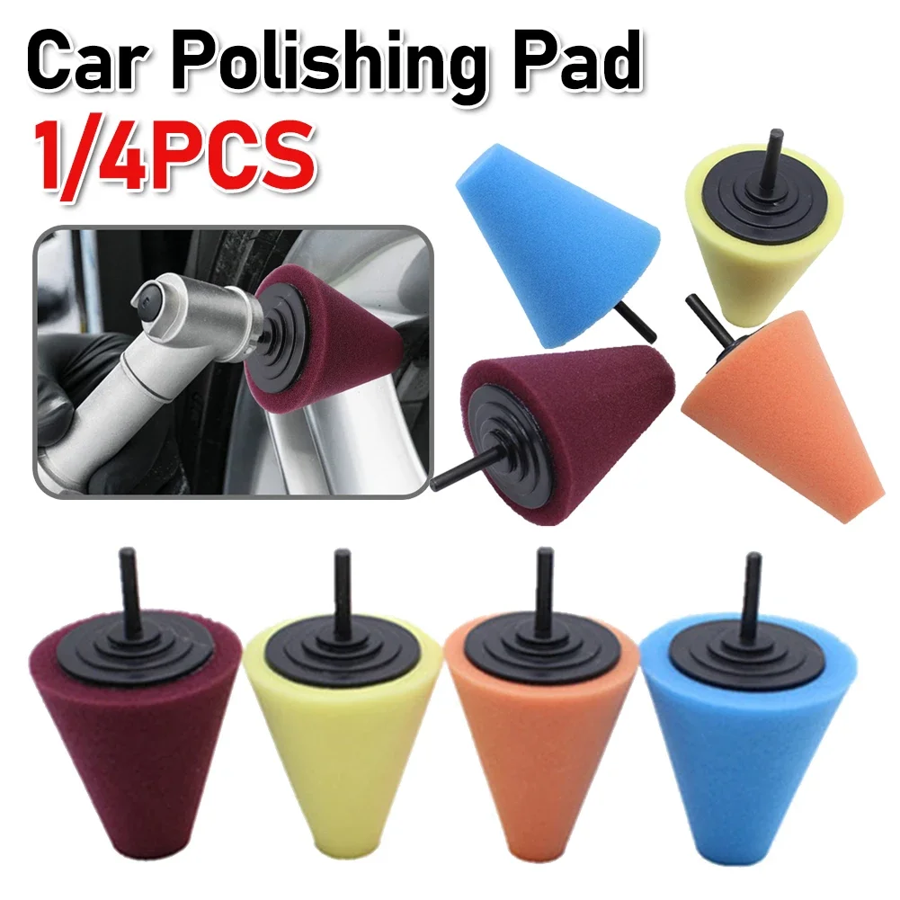 Car Polishing Pad Buffing Foam Sponge Pad Cone Polisher Buffer Pad Automotive Waxing Kit for Car Wheel Hub Polishing Sponge Pad