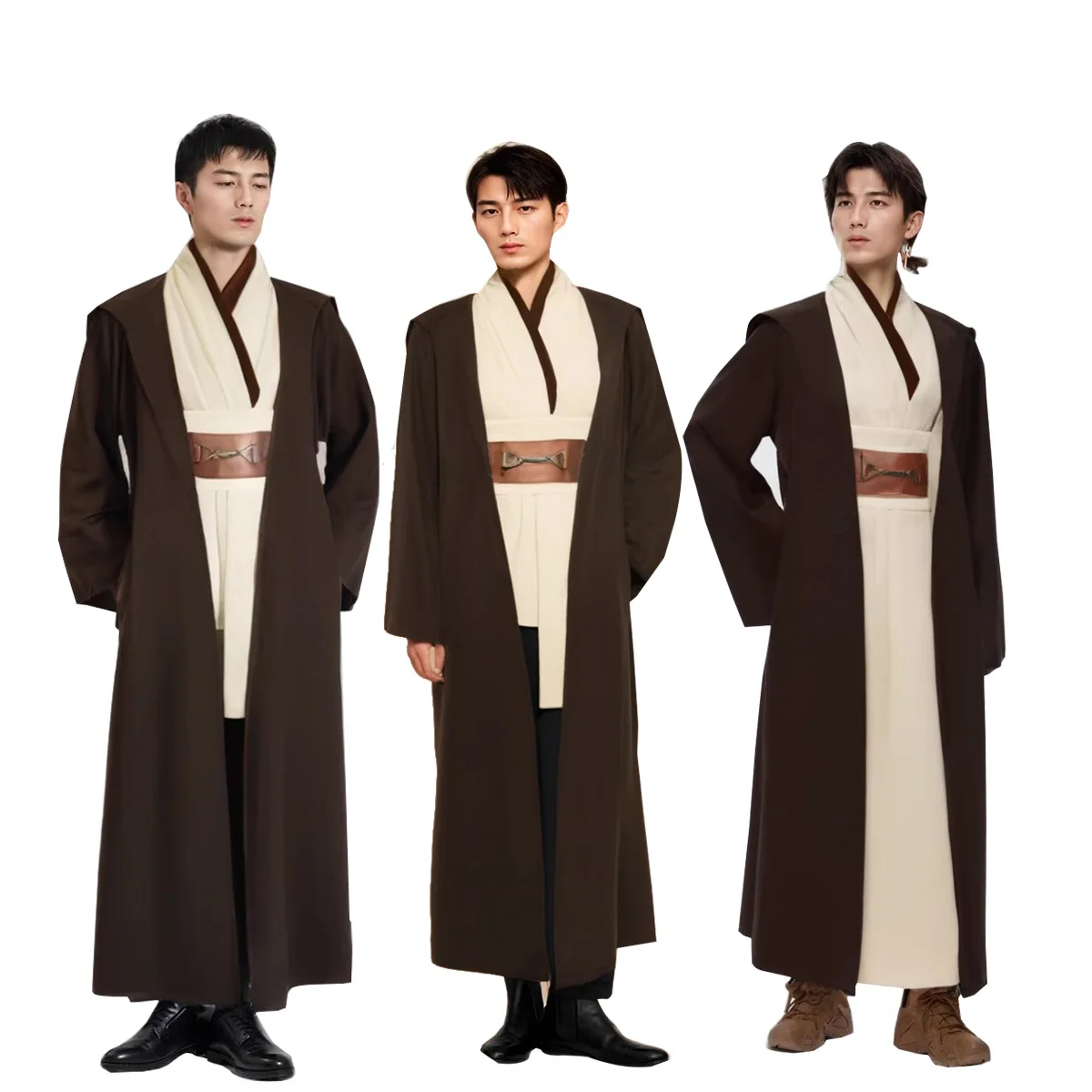 Halloween Jedi Cosplay Kostüm, Obi-Wan-Stil Cosplay Robe, Retro Sci-Fi Bühnenkostüm