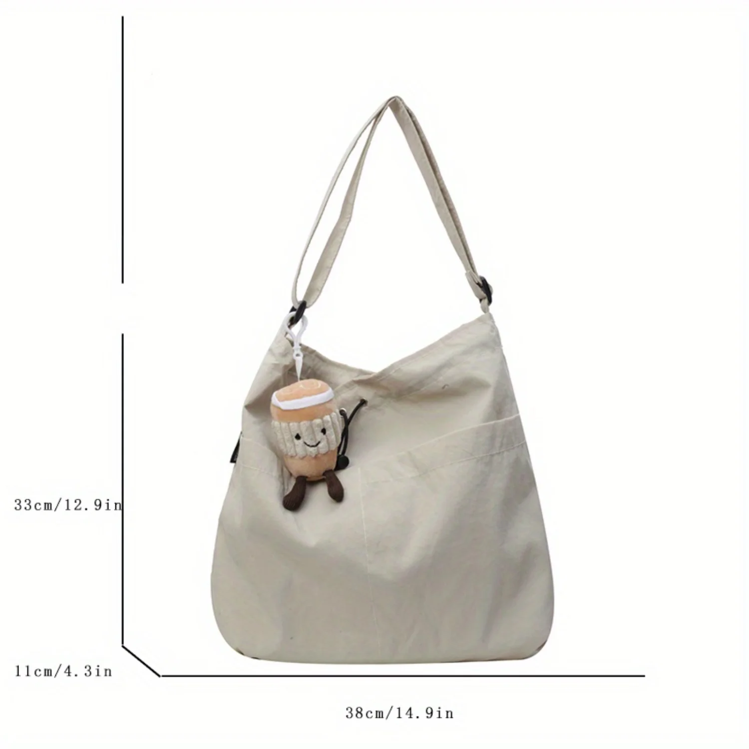 Large Capacity Nylon Tote Bag - Casual Drawstring Bucket Bag for Class and Commuting
