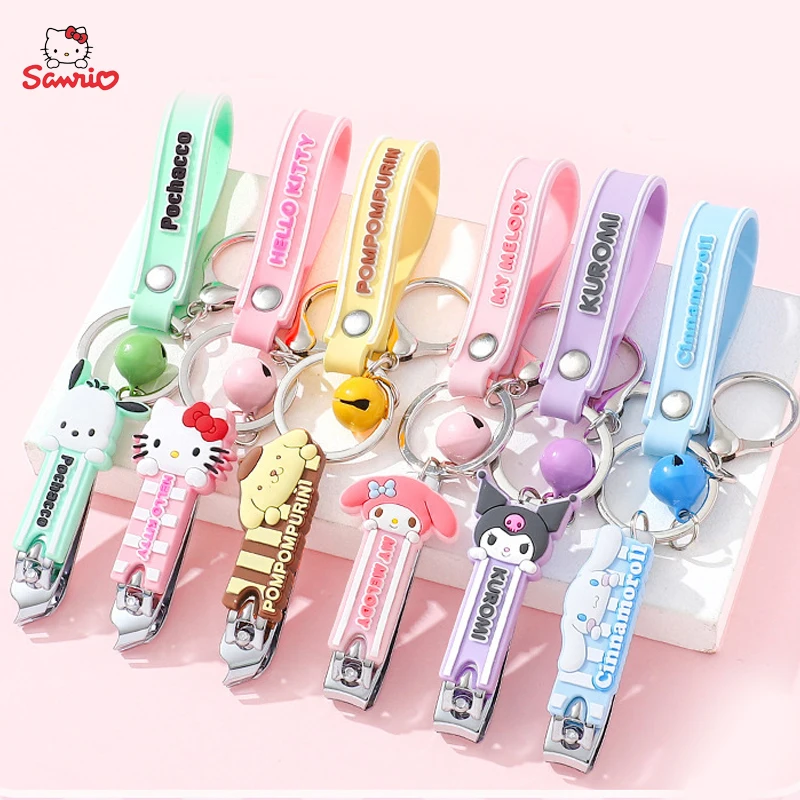 

Sanrio Hello Kitty Cinnamoroll Nail Scissors 1PC Kuromi Melody Portable Steel Flat Edge Nail Clippers Keychain Pendant Gifts