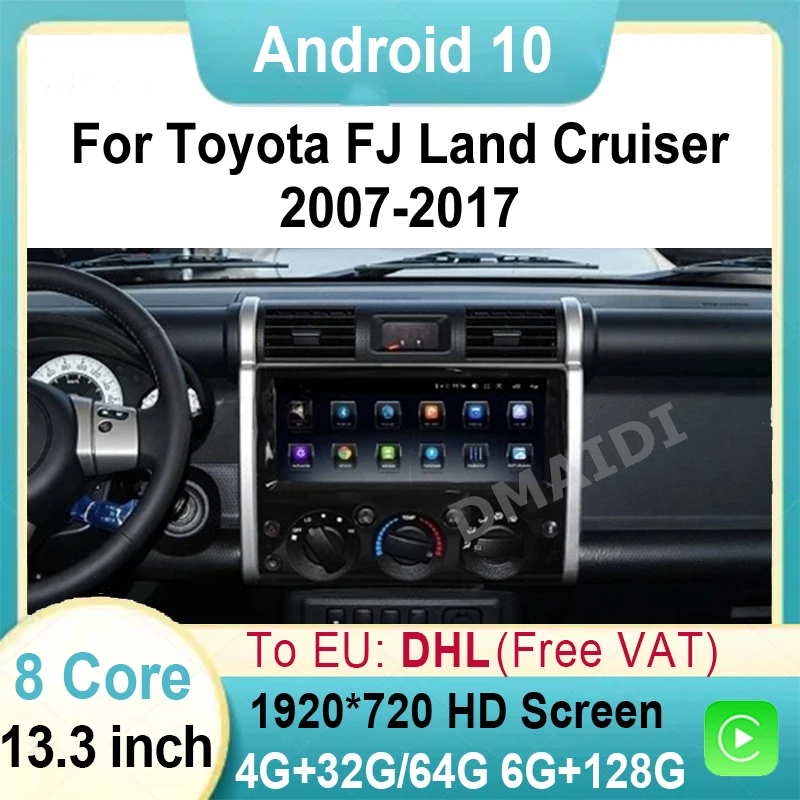 

Multimedia For Toyota FJ LAND CRUISER 2007-2017 Android 10 Car Radio Player GPS Navigation Auto Carplay 4G DSP Head Unit Stereo