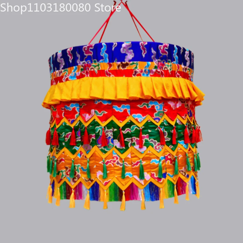 80cm Tibetan Fve colours DHVAJA Top of the Buddha covered with flags Tibet Patch tube Hang banner Hotel Temple decor