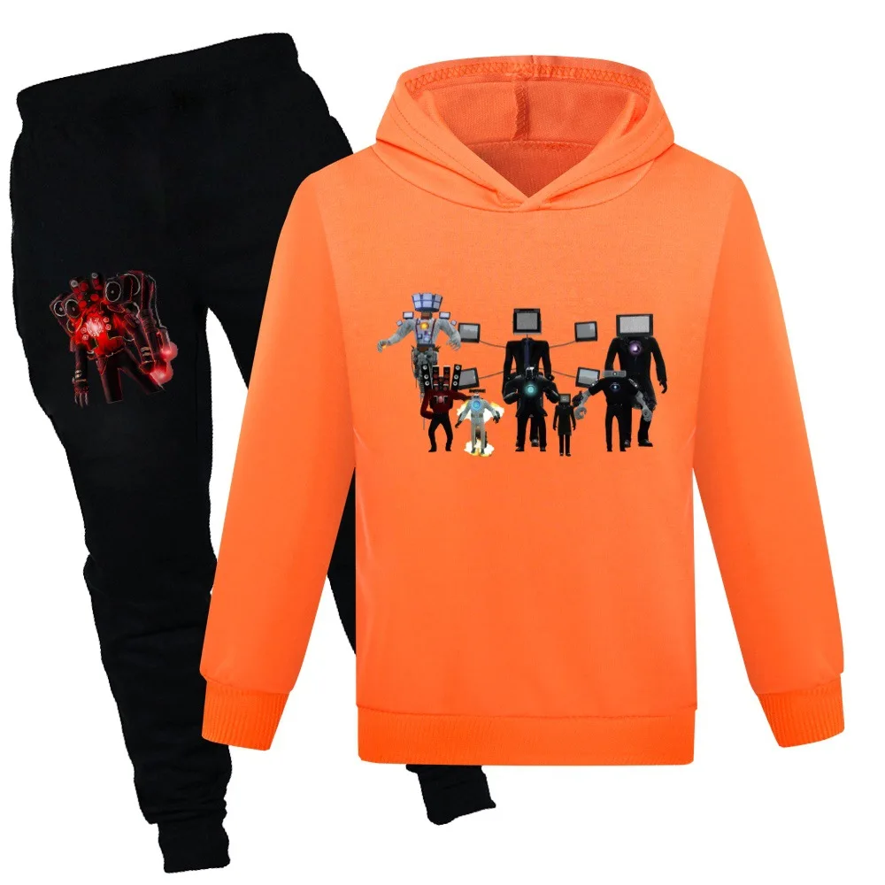 

Children Boys Skibidi Toilet Set of Clothes Autumn Girls Cartoon Hoodies Tops+long Pants 2pcs Suit Kids Game Speakerman Clothes