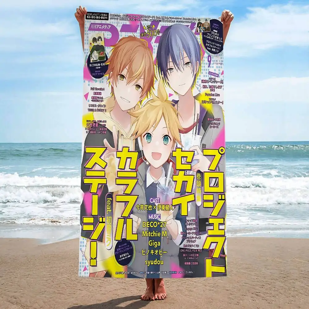 Anime P-Project S-Sekai Microfiber Printed Beach Towel Mountain Climbing Yoga Beach Swimming Running Absorbent Soft Towel