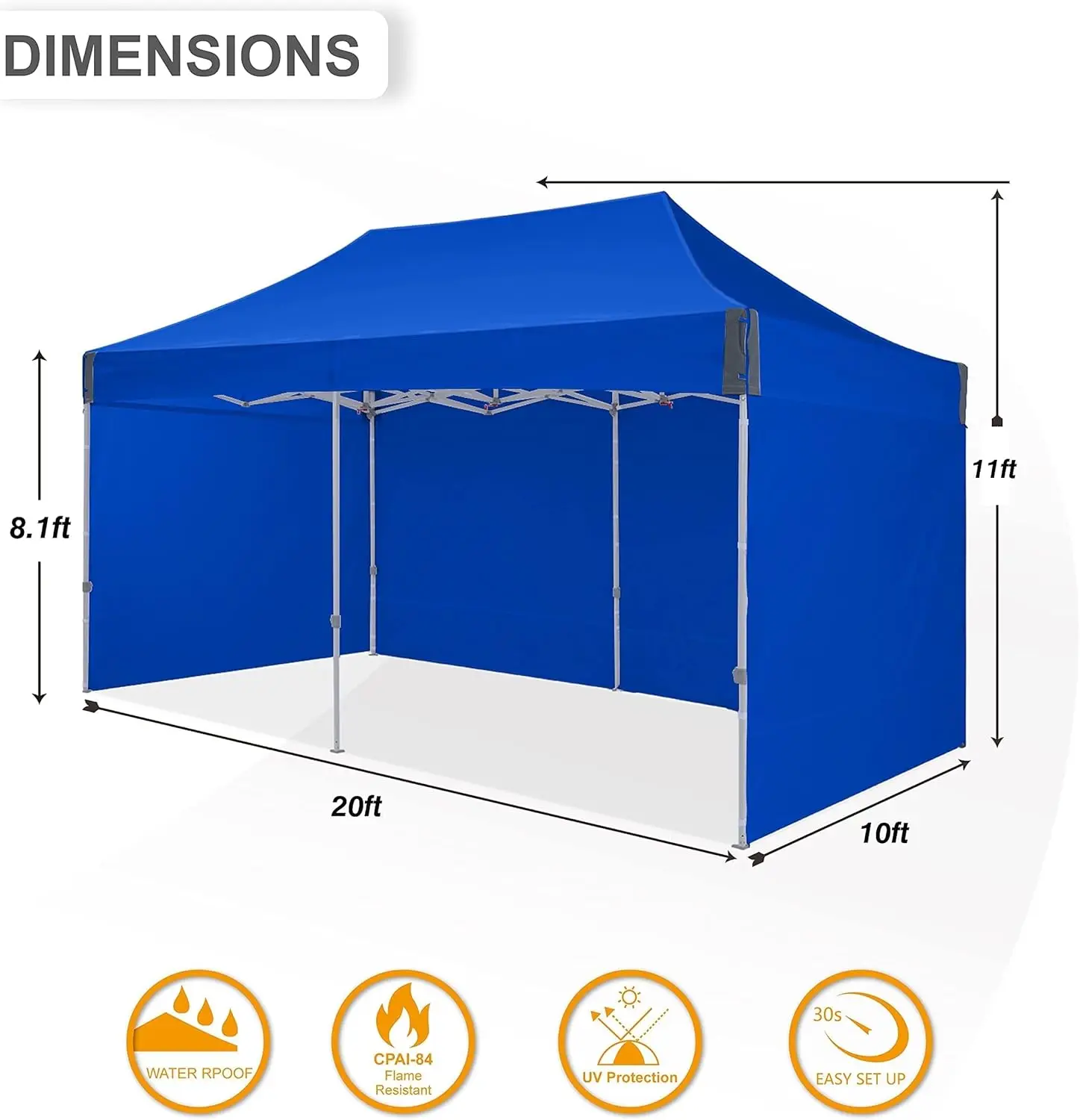 10x20 Pop Up Canopy Tent, Easy Up Outdoor Patio Canopy with Sidewalls, Heavy Duty Instant Tent with Sand Bags Parties/Camping