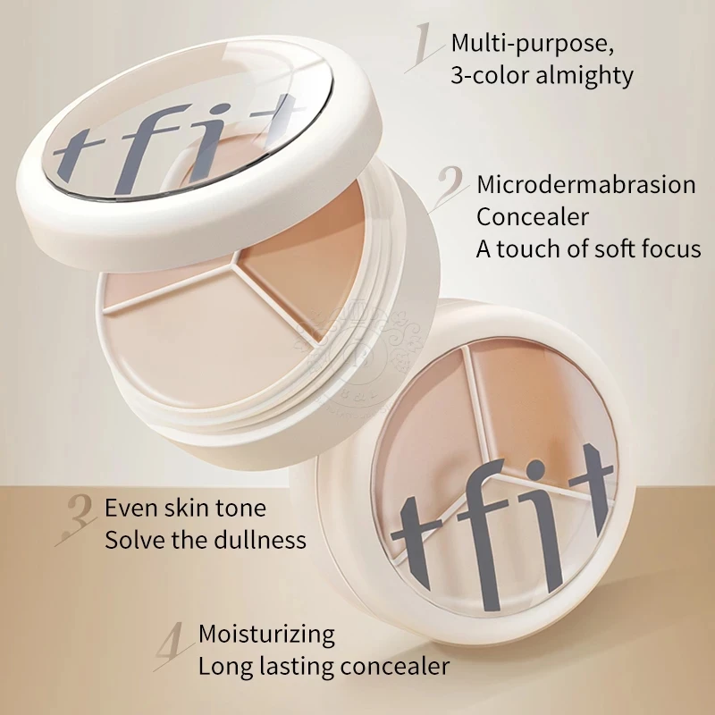 TFIT 3-kleuren concealerpalet en YZS mascaraset make-up gezicht oogcontour gezicht vlek concealer donkere cirkel corrigerende cosmetica