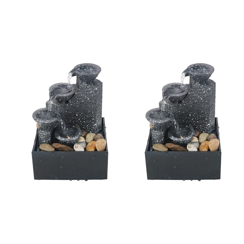 2PCS Tabletop Waterfall Decor Relaxation Meditation Desktop Fountain Landscape Ornaments Durable Easy Install Easy To Use