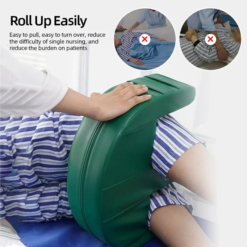 Patient Turning Device Aid Pad for Waterproof Leather Elderly Care Products Bedridden Patient Roll Up Turn Over Pad Cushion