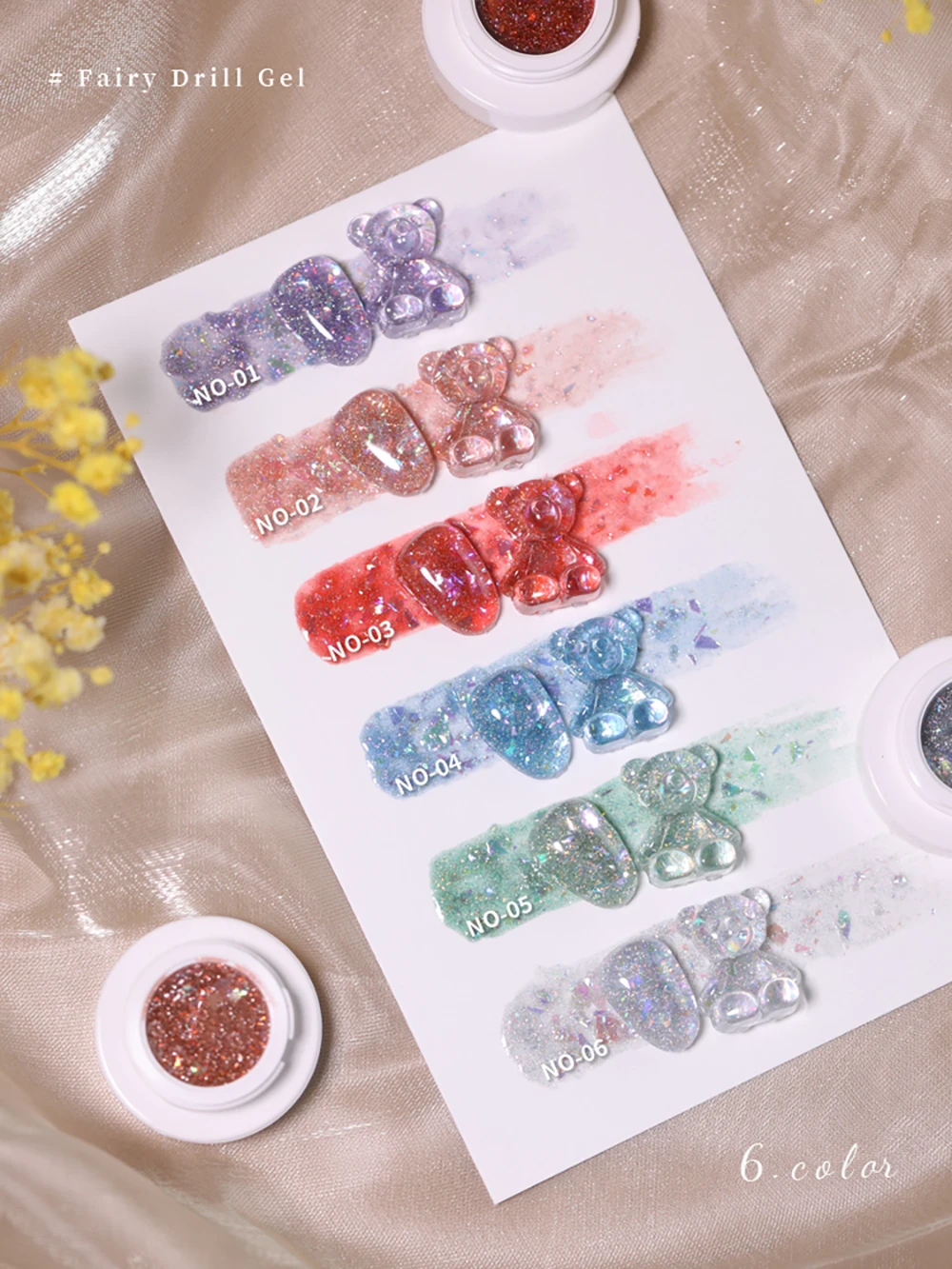 Vendeeni 6 Farben/Set Transparenter Aurora Broken Diamond Gel Nagellack UV Soak Off Gel Lack Glitzer Pailletten Jelly Gel Lack – Detail 4