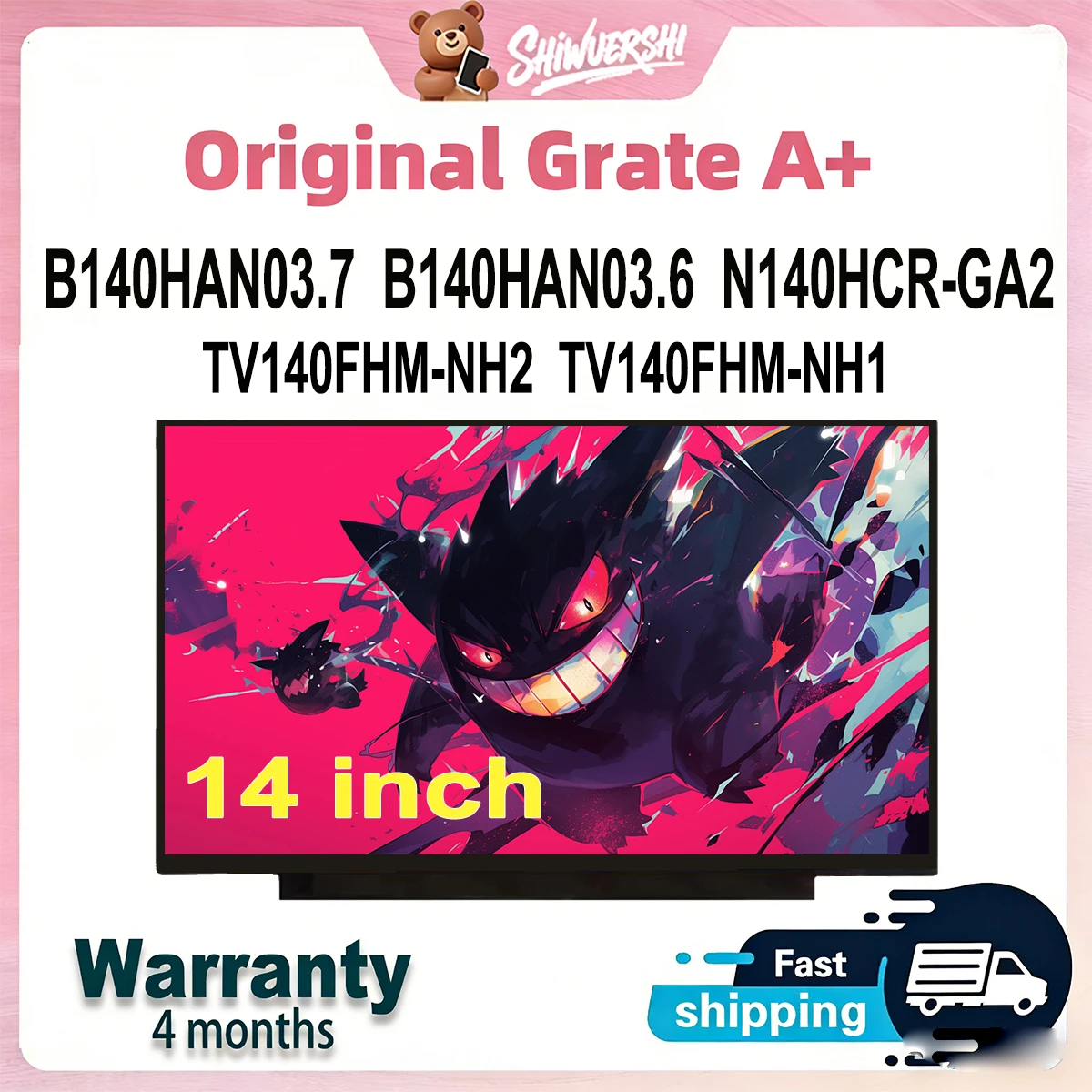 

14" Laptop Lcd Screen Monitor Panel Slim B140HAN03.7 B140HAN03.6 N140HCR GA2 TV140FHM NH2 TV140FHM NH1 60Hz 30 pins Wholesale