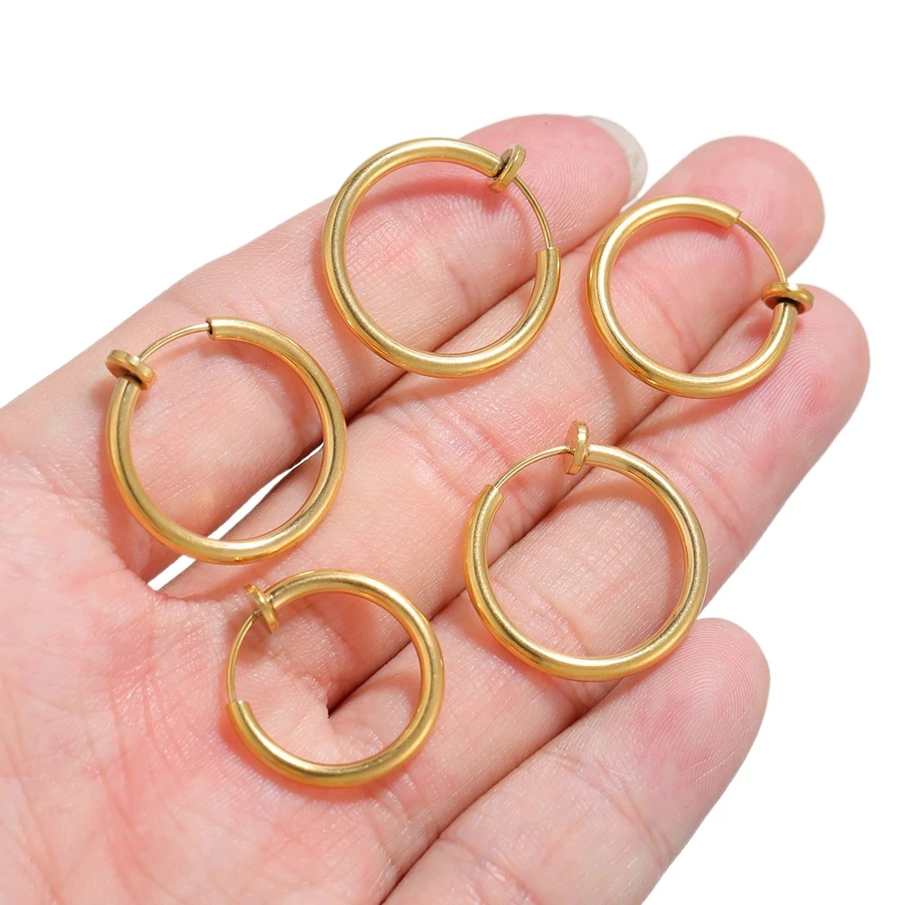 5Pairs Stainless Steel Without Ear Holes Clip Hoops Without Drilling Earring for Clip Earring Without Piercing Jewelry Making