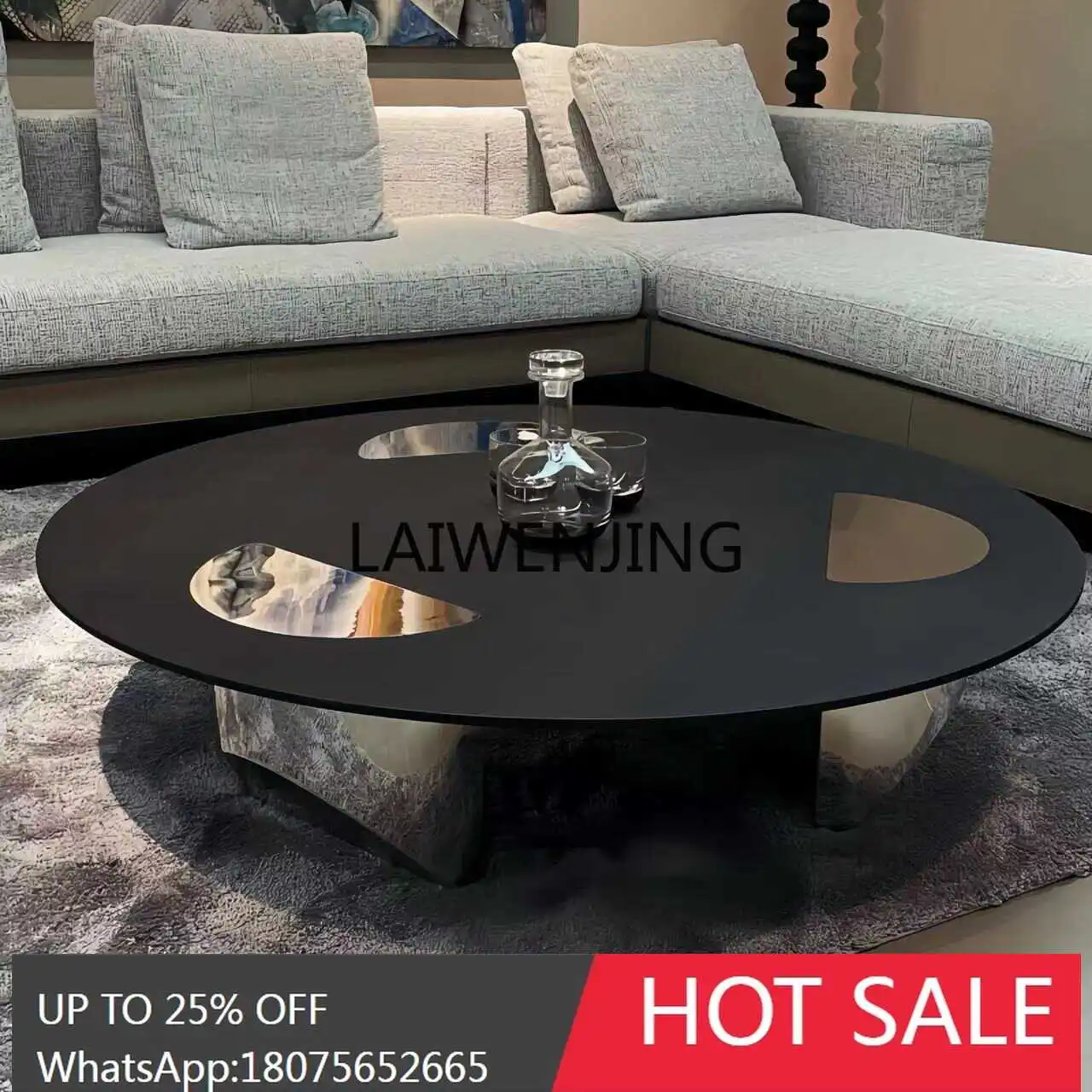 

round suspended coffee table living room household small apartment simple solid wood