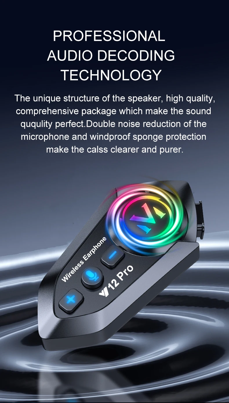 Kebidumei Y12 Pro Motorrad Helm Intercom Bluetooth Headset 500M Wireless Intercomunicador Moto Walkie Talkie – Detail 8