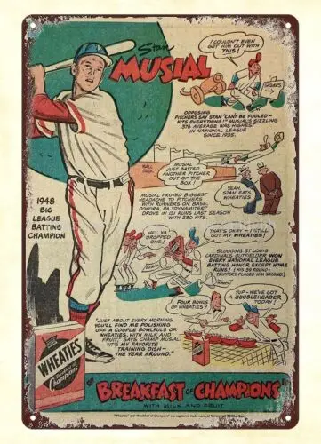 wall restaurant pub 1949 Wheaties STAN MUSIAL  metal tin sign