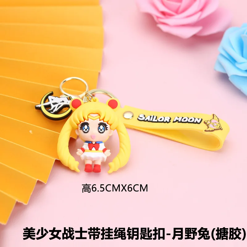 Anime Sailor Moon Keychain Luna Artemis Action Figure Tsukino Usagi Hino Rei Pendant Key Chain PVC Collection Model Toys Gifts view 5