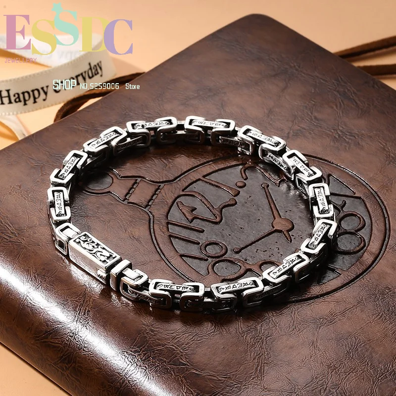 Enhance aura banquet accessories 2026 six-character mantra bracelet for men Pixiu men's bracelet distressed Thai silver
