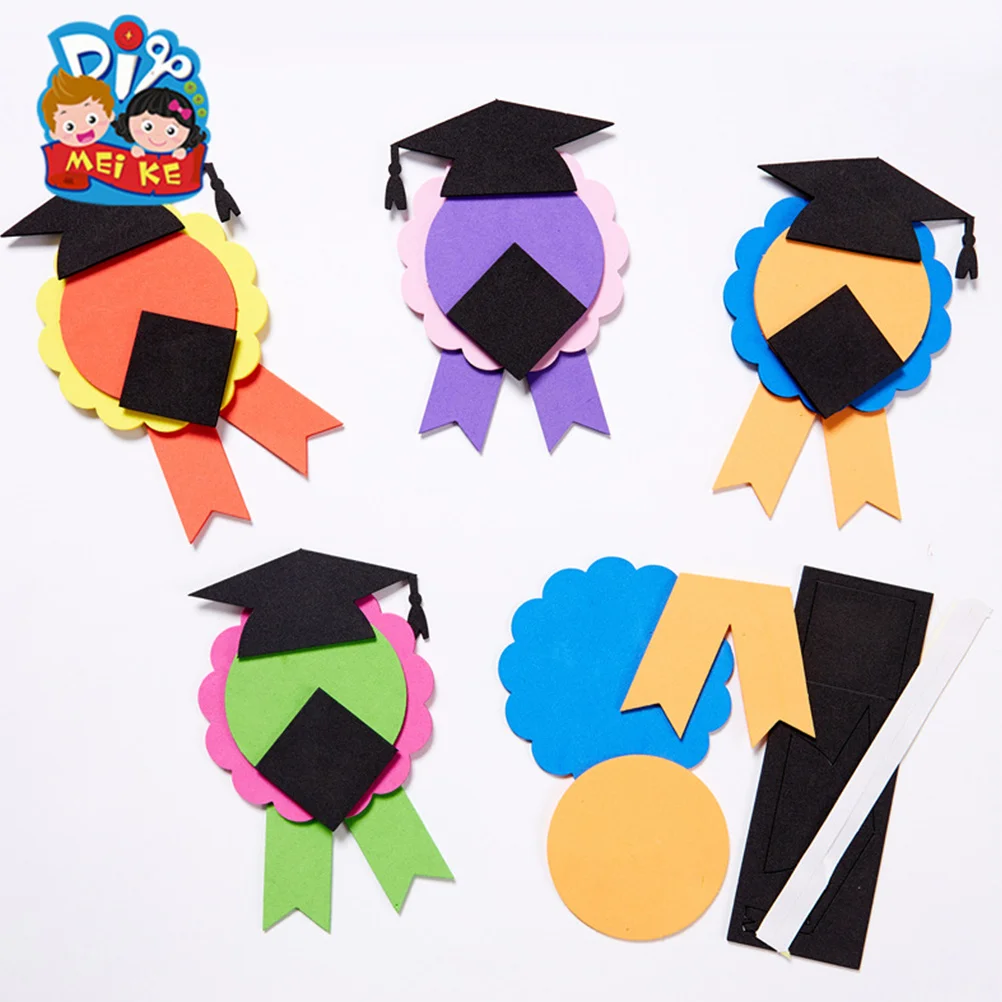 

6Pcs Graduation Medal Award Paper Material DIY Craft Educational Graduation Handmade Tool Kids Kindergarten Creativity