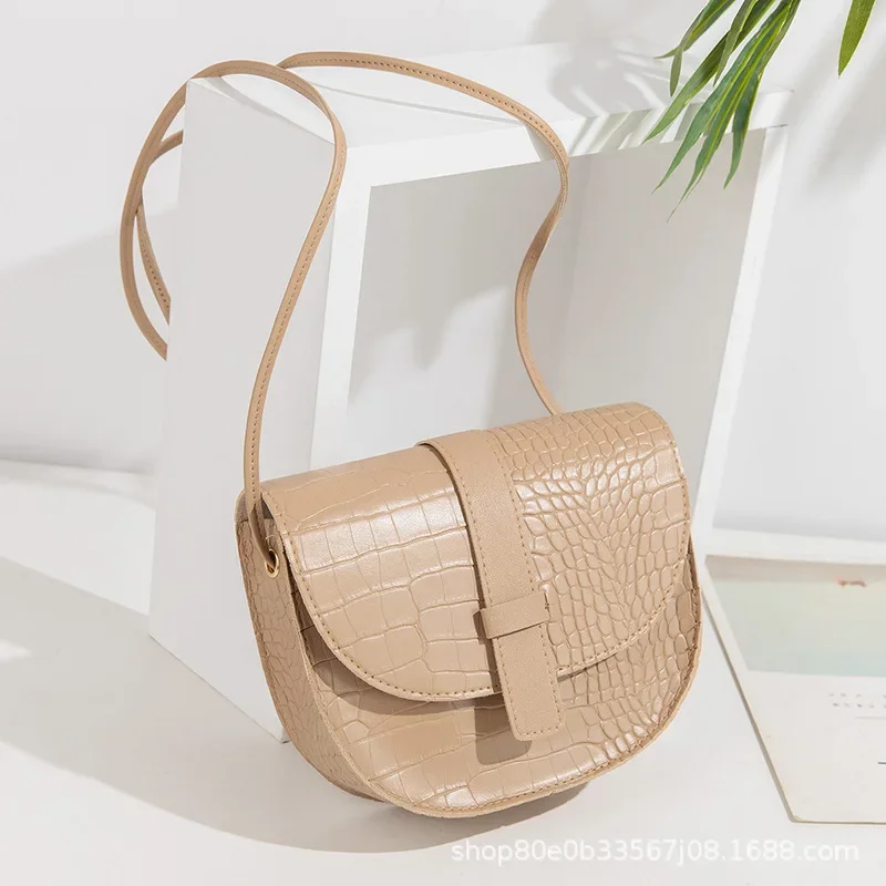 Bolso de sillín con patrón de cocodrilo para mujer, cartera con estampado de cocodrilo, versión coreana, novedad de 2024