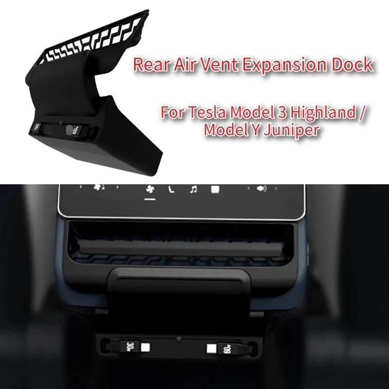 

For Tesla Model 3 Highland Model Y Juniper Rear Air Vent Expansion Dock USB Scalable 27W Fast Charging Data Cable Accessories