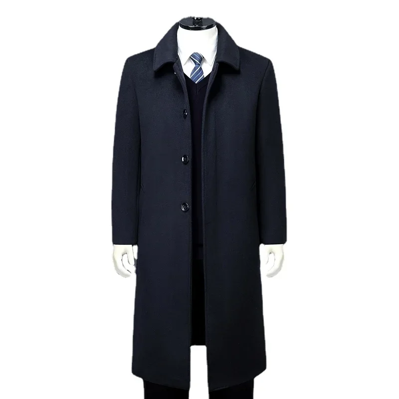 

85% Cashmere Coat Men Long Knee Length Trenchcoat Male High-end Woolen Jacket Winter Coats Detachable Down Inner Clothes FCY4536