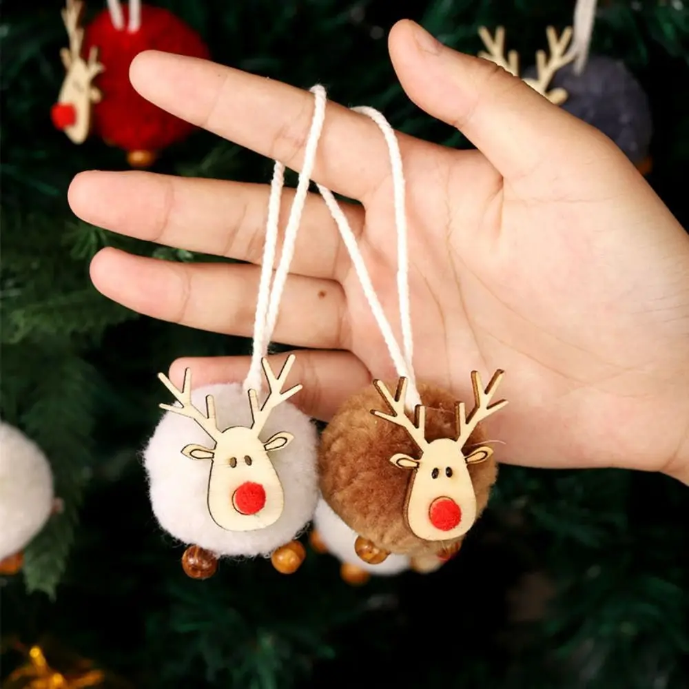 Cute Felt Wooden Elk Christmas Tree Hanging Pendants Reindeer New Year Xmas Party Decoration Home Xmas Deer Crafts Ornaments