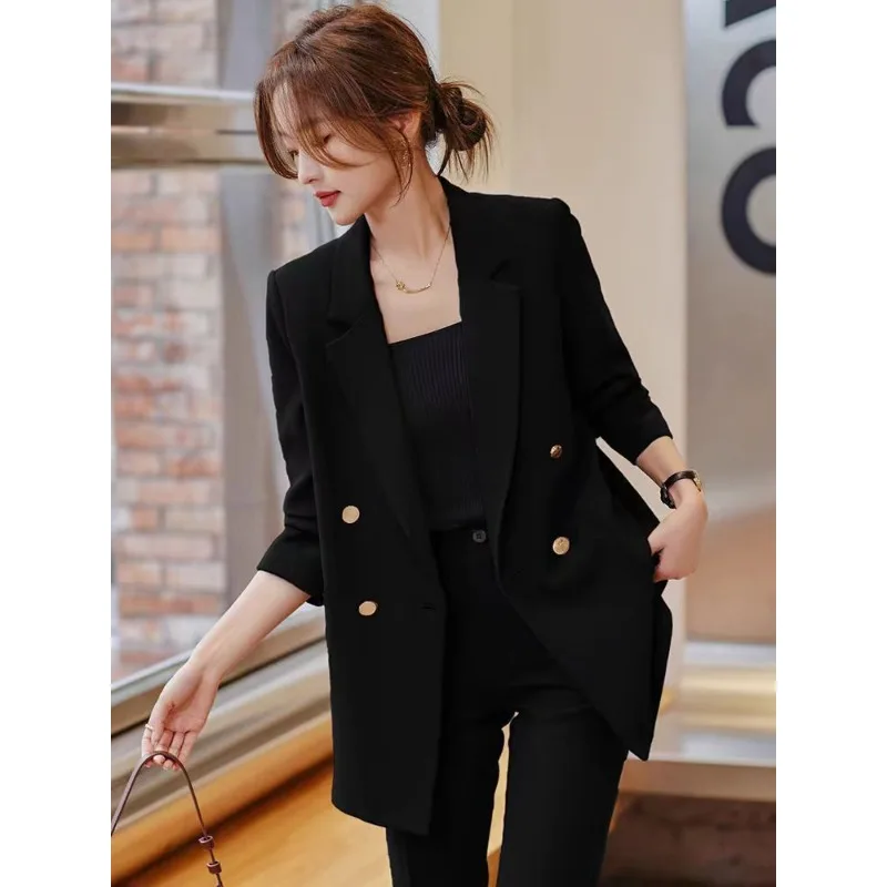 Autumn and Winter Cardigan Solid Color Blazer Women's Korean Versatile Casual Fashion Commuter Top