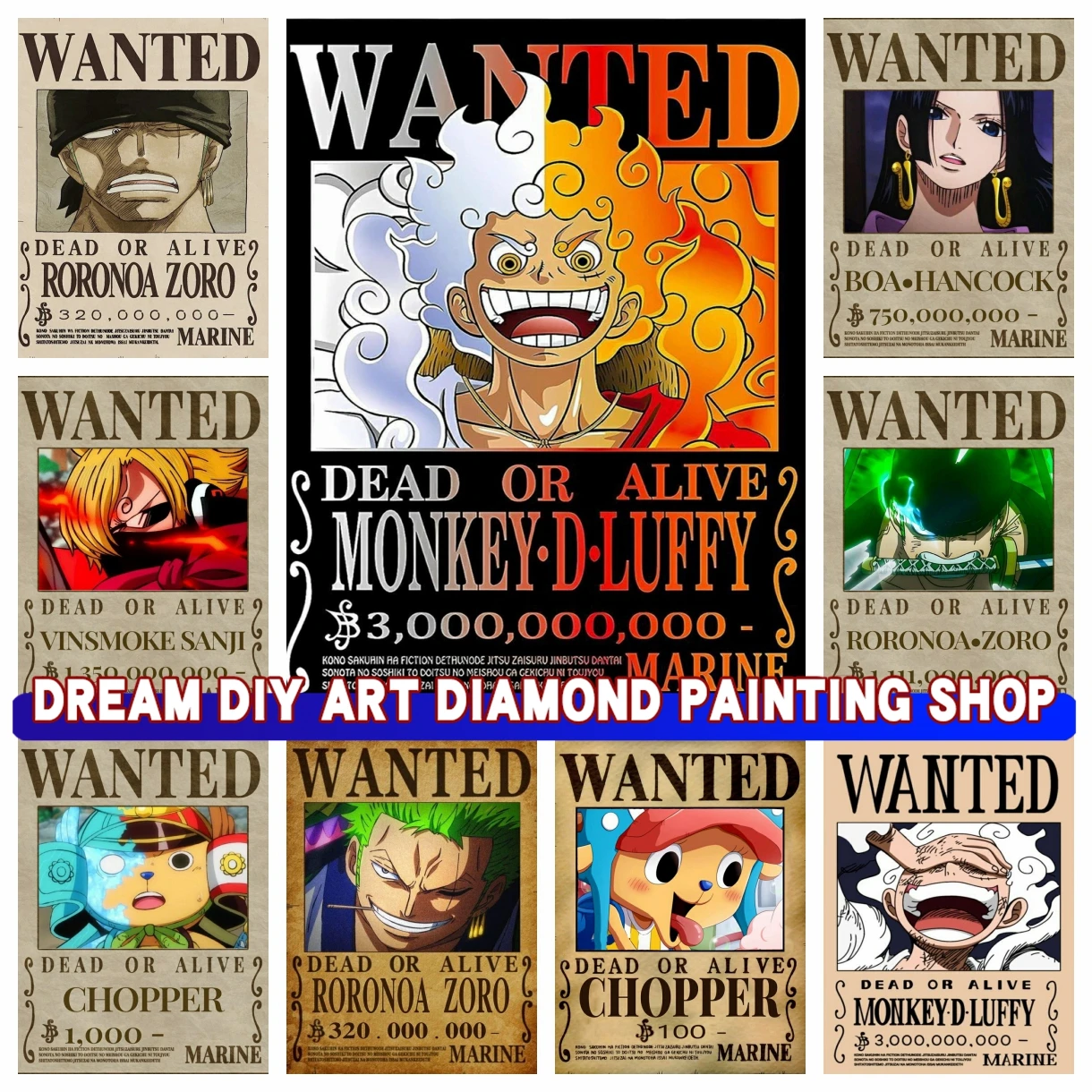 

One Piece Dream Diamond Painting Monkey D. Luffy A Reward Diamond Embroidery Roronoa Zoro Handmade 5D DIY Mosaic Art Gifts New