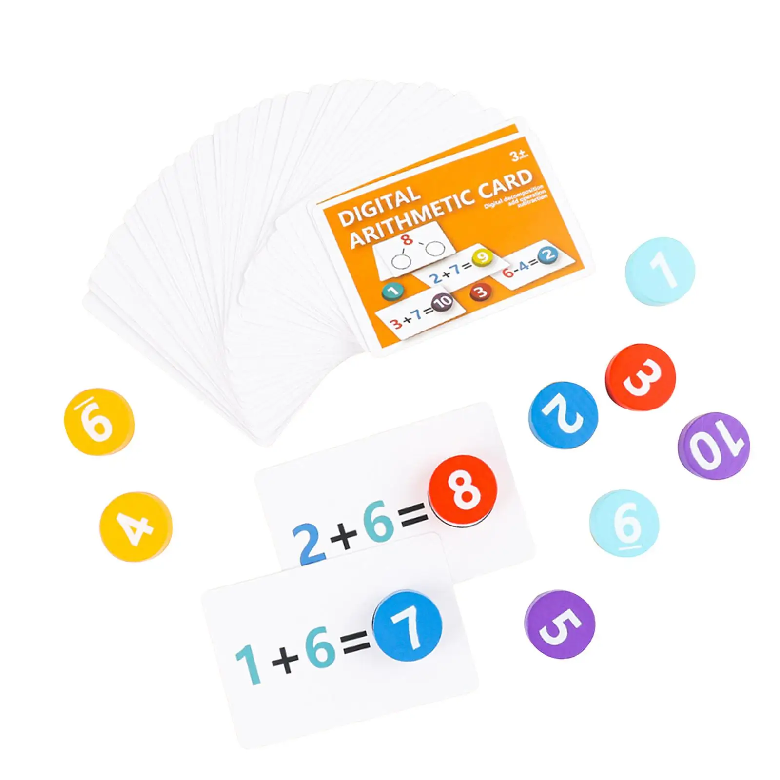 카드와 나무 숫자가 포함된 수학 교구 유아용 장난감 감각 장난감 남아 및 여아용 덧셈과 뺄셈