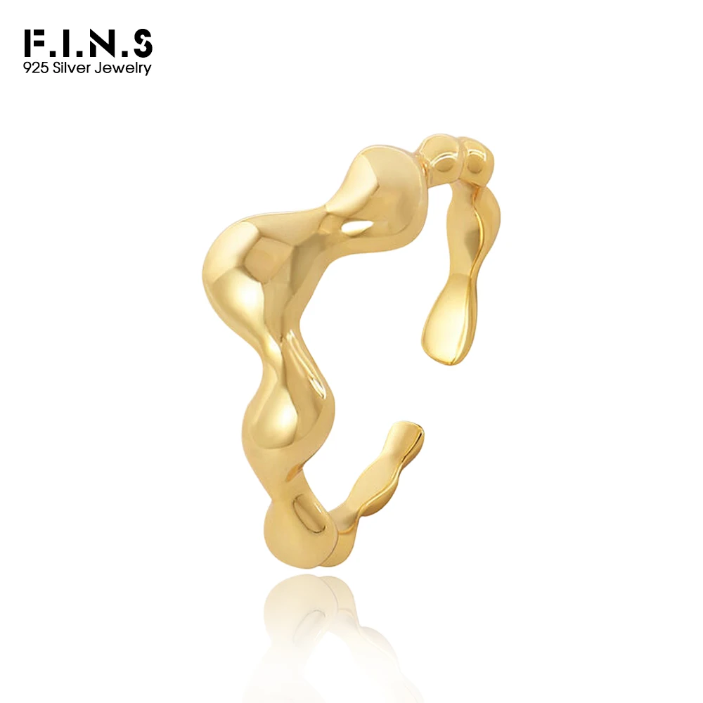 

F.I.N.S S925 стерлингового серебра волнистое простое кольцо INS модное нерегулярное минималистичное универсальное открытое регулируемое вечерние ювелирные изделия подарки