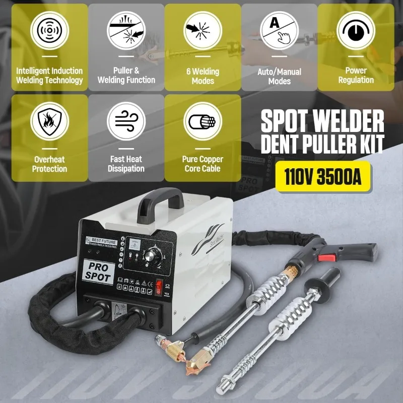 Spot Welder Dent Puller 3800A Dent Puller Machine 6 Modes Dent Puller Welder Intelligent Induction Stud Welder Smaller Welding