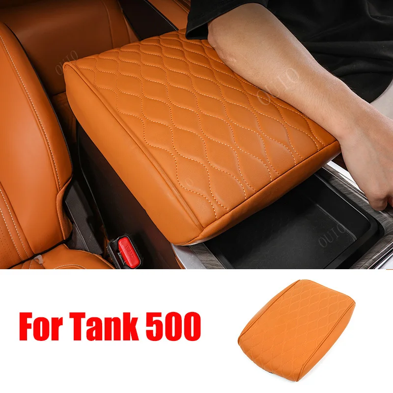 Armrest Box Height Boosting Pad For Great Wall Tank GWM TANK 500 Leather Armrest Box Pad Automotive Interior Accessories