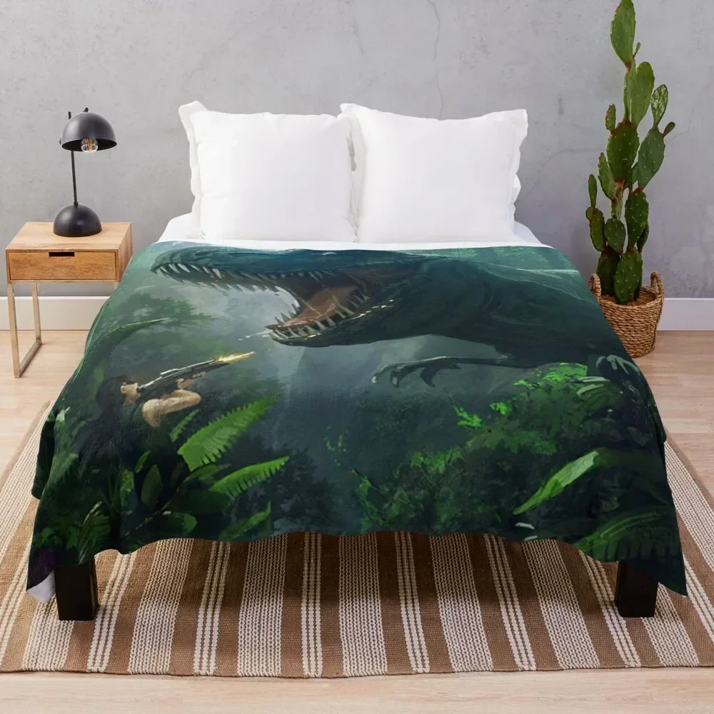 ARK: ENDURE DINO ATTACK T-REX ENDURE Throw Blanket sofa bed Decorative Sofas Cute Plaid Decorative Beds Blankets