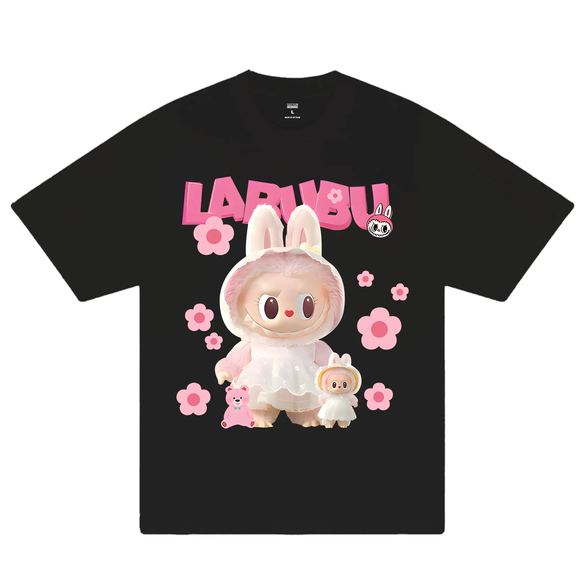 

New Labubu Graphic Women's T-Shirt Cute Anime Pattern Harajuku Style Short Sleeve Tees Oversize Breathable Quick Dry Y2K Clothes