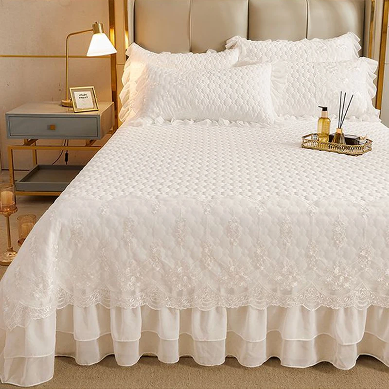 WOSTAR-lençol branco acolchoado, cama de casal de luxo, king size, lençóis brancos, 2 pessoas, verão, 180x200cm