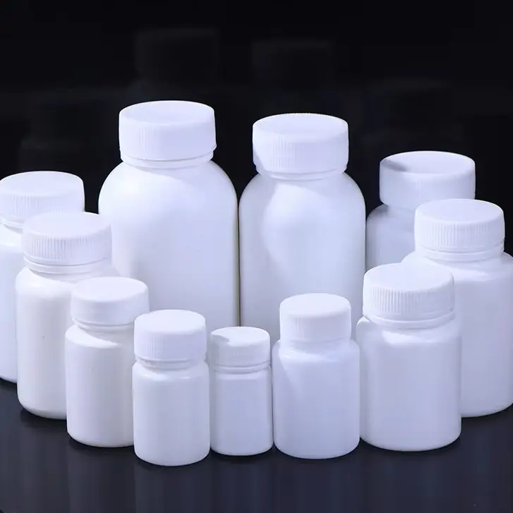 برطمانات بلاستيكية صغيرة فارغة مع غطاء علوي لولبي، حاويات واسعة الفم HDPE بيضاء غير شفافة للحبوب والأدوية والمرزات والحرف اليدوية