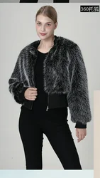 Manteau en fausse fourrure pour femme, veste d'hiver