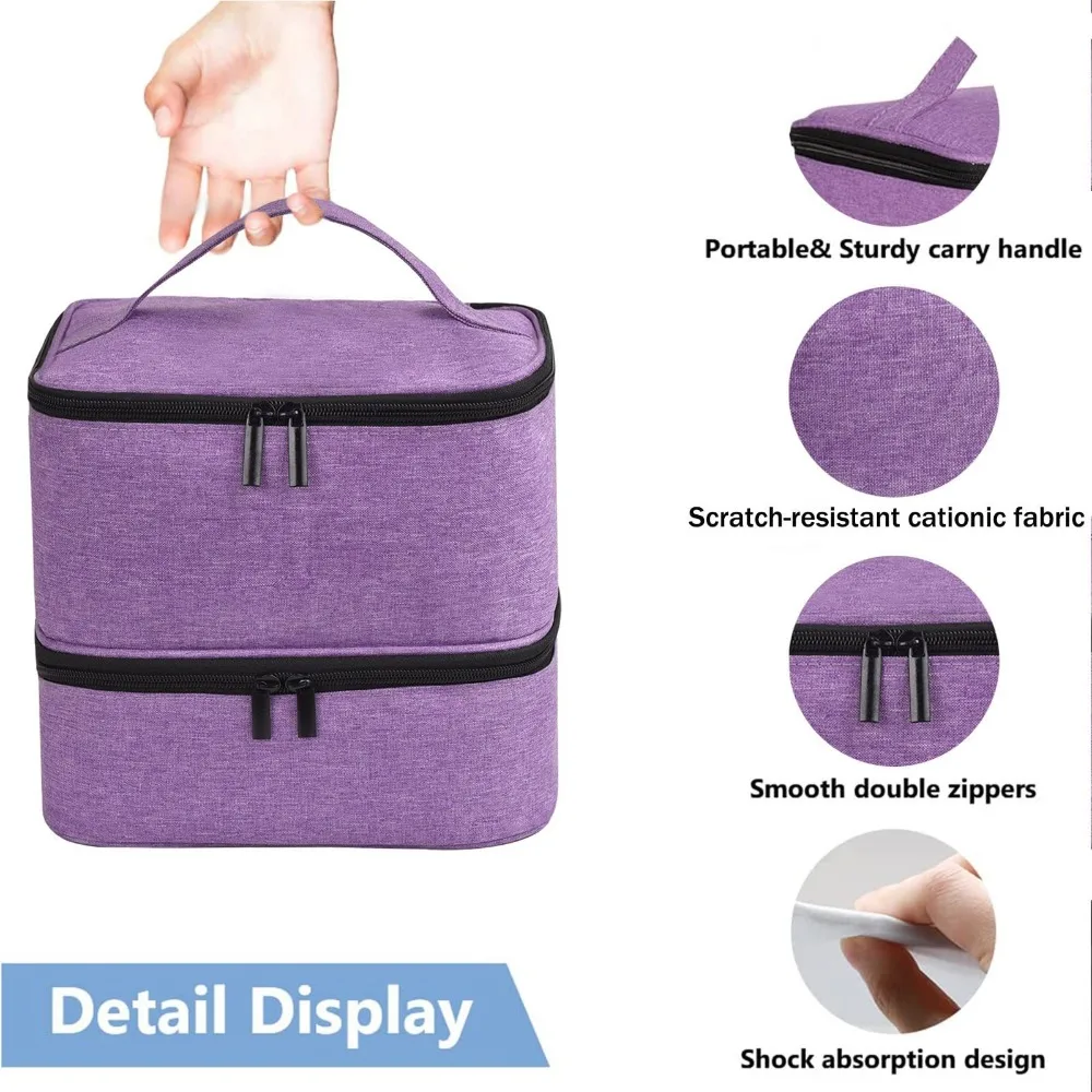 Large Capacity Portable Nail Polish Storage Bag Double Layer 30 Compartment Manicure Bag with Handle Cosmetic Cases