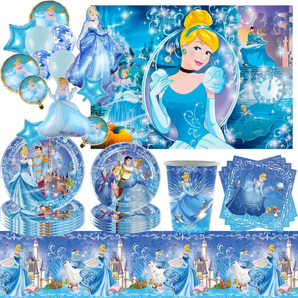 

Cinderella Princess Birthday Party Decoration DisposableTableware Balloon Cup Plate Tablecloth Girls Gifts Baby Shower Supplies