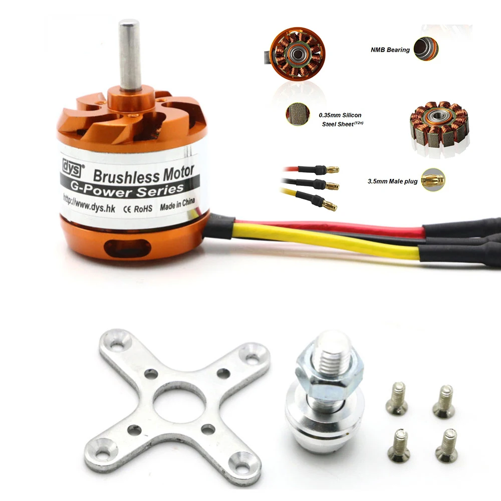 

DYS D3536 3536 750KV 910KV 1000KV 1250KV 1450KV Brushless Motor 2~4S Lipo 5.0mm Shaft Suitable for Fixed-wing Helicopter Drones