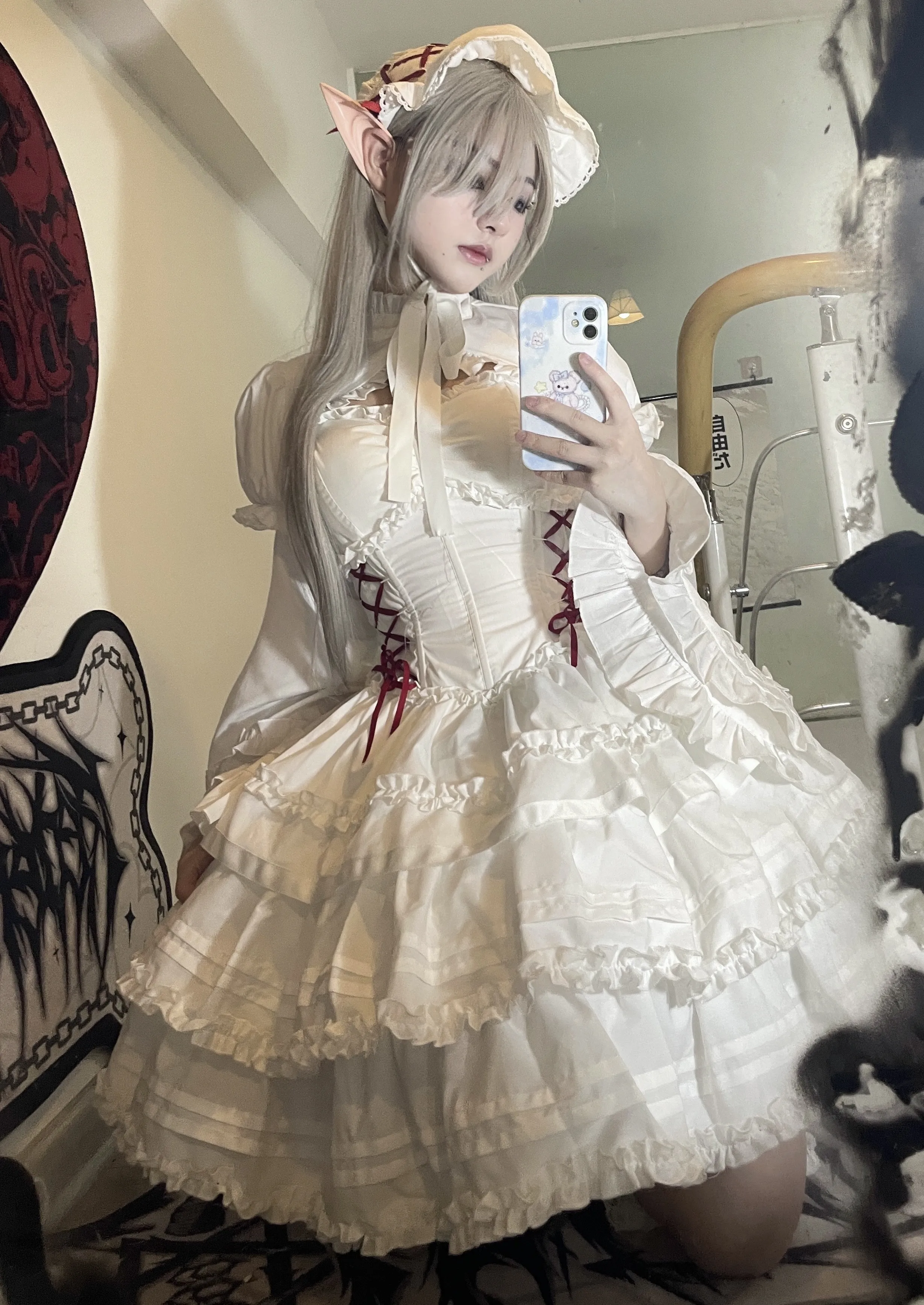 

Original Gothic Style Women Girls Sweet Lolita Dress White Spaghetti Straps Sling Dress JSK and Cape Princess Dresses Women