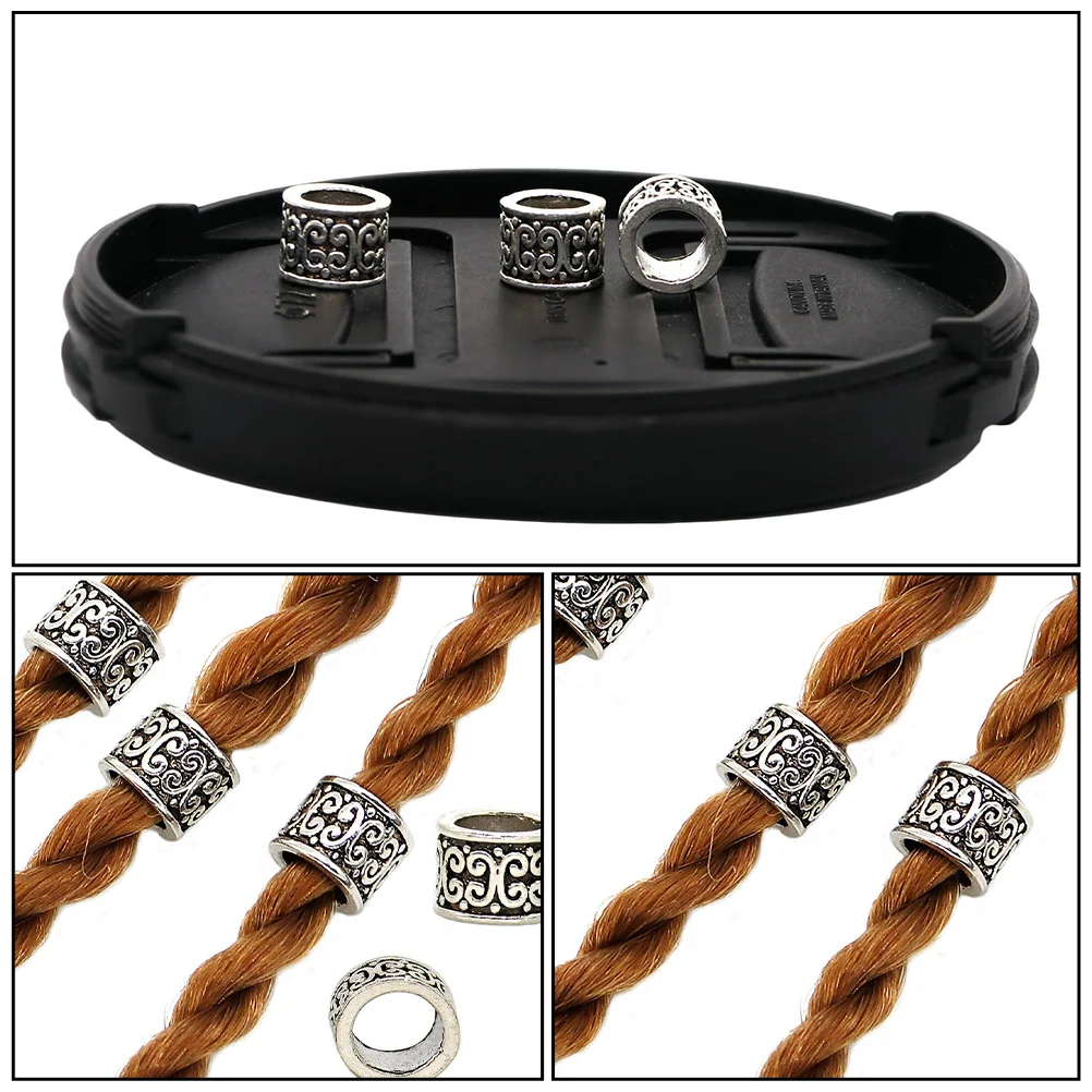 

50pcs Dreadlocks Beads Hair Braiding Cuffs Rings Accessories Wedding Party Bridal Proms Festival Silver Styling Tools