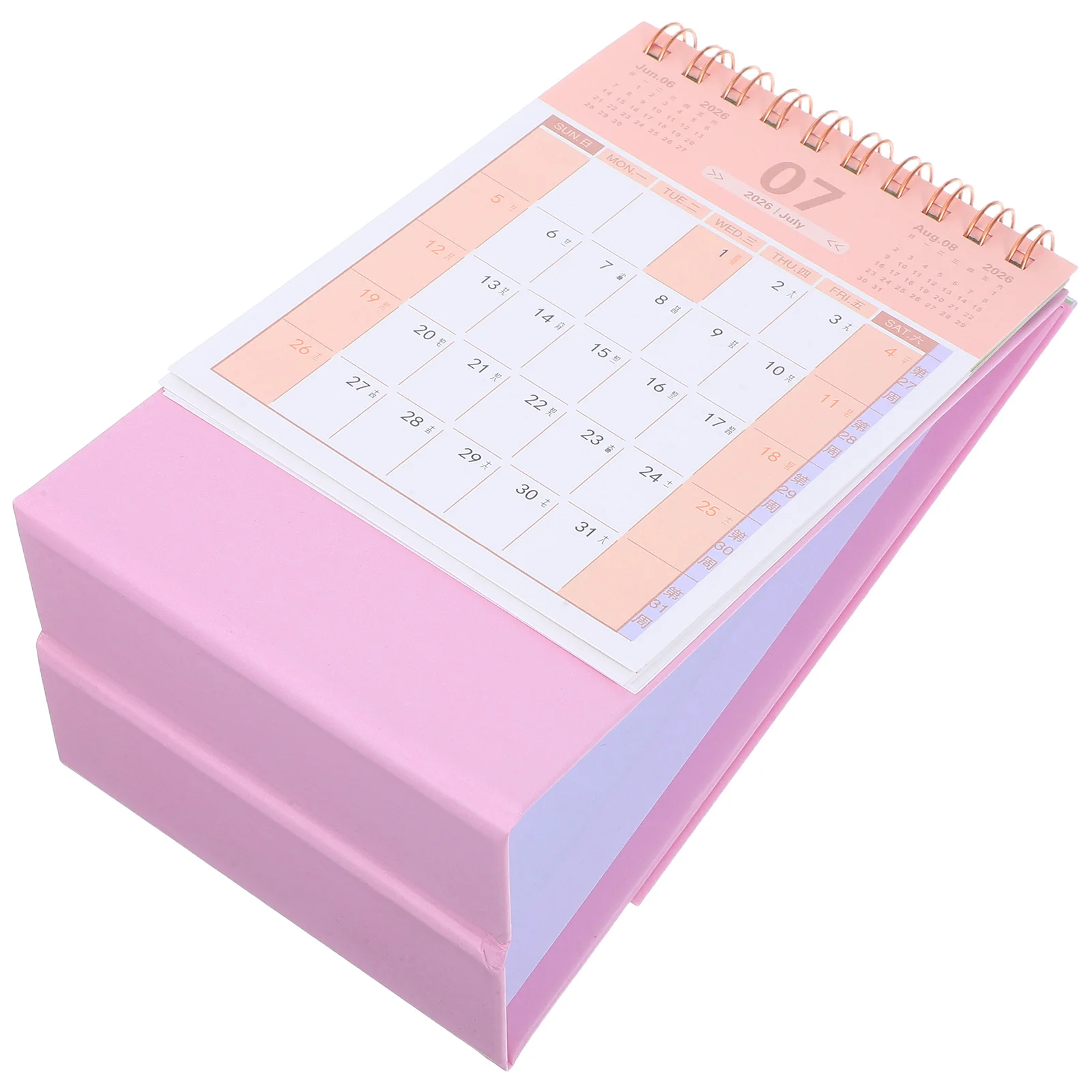 

2026 Desktop Calendar Standing Flip Desk Calendar Thick Paper Twin-Wire Binding Daily Planner For Office Home School Green