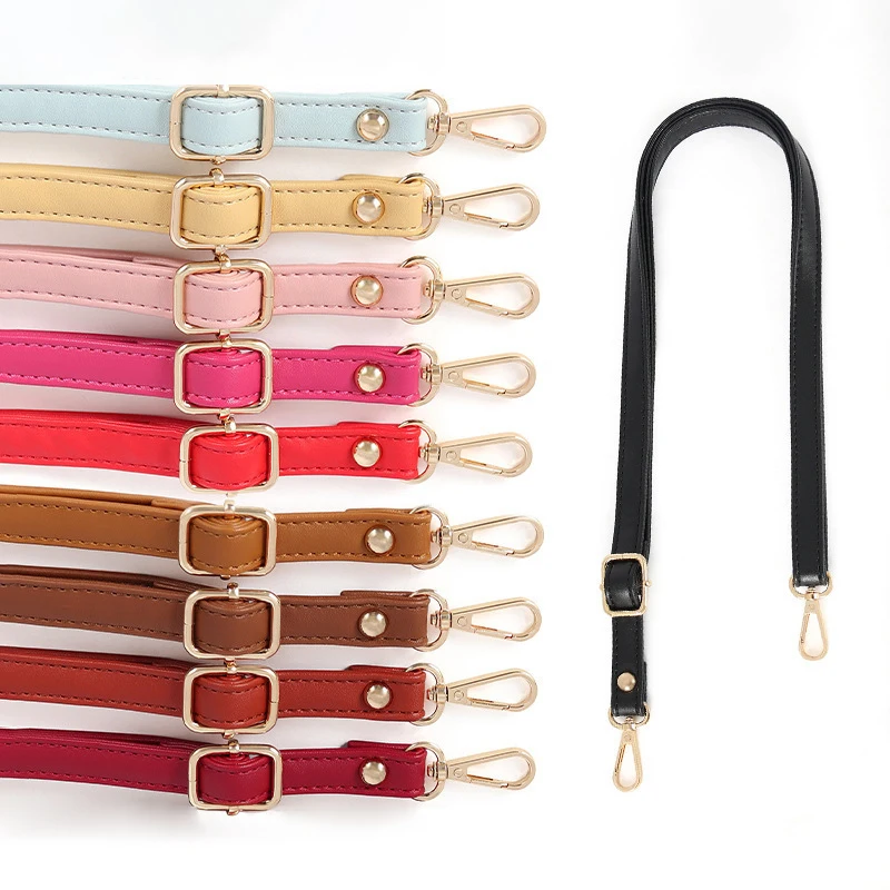 1PC Bag Strap PU Shoulder Strap Crossbody Bag Strap 130cm Long Double-layer Replacement Bag Belt DIY Buckle Bag Accessories