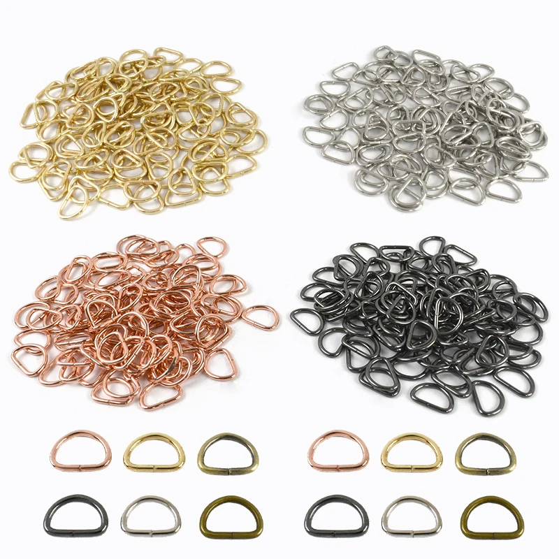 

100-500Pcs Metal D Ring Buckle 10/13mm Bag Strap Handbag Chain Adjust Clasp Keychain Connect Loop Hook DIY Hardware Accessories