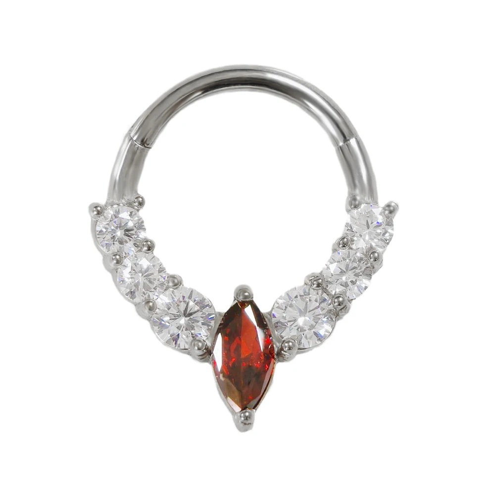 Zircon Clicker Daith Piercing Nose Ring, Surgical Steel